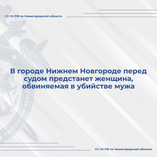 В городе Нижнем Новгороде перед судом предстанет женщина, обвиняемая в убийстве мужа